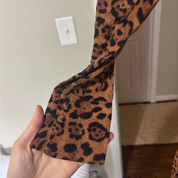 H&M Brown and Black Long Sleeve Wrap Dress - Picture 4 of 5